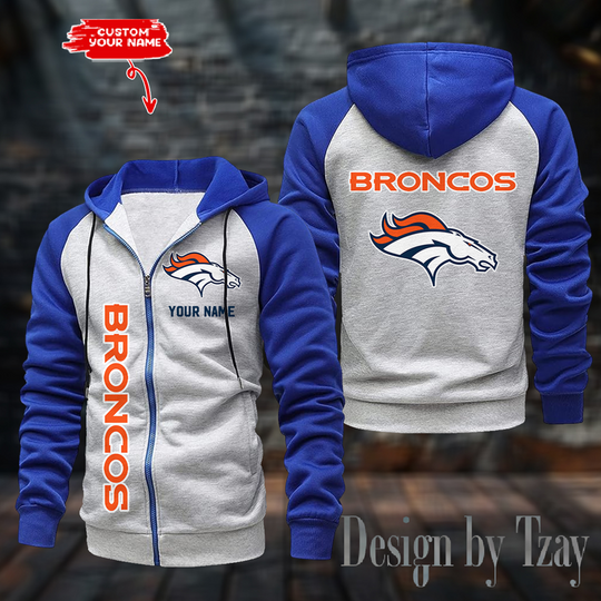 Broncos Raglan Zip Hoodie, Football Lover Gift, Game Day