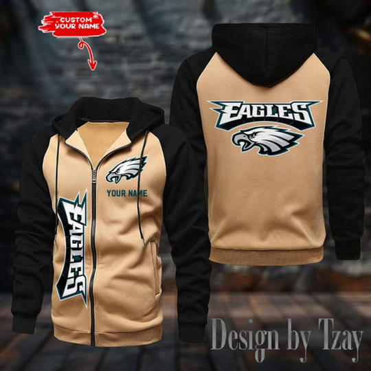 Philadelphia Eagles Raglan Zip Hoodie, Football Lover Gift, Game Day