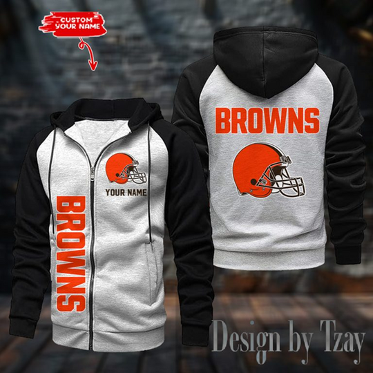 Cleveland Browns Raglan Zip Hoodie, Football Lover Gift, Game Day