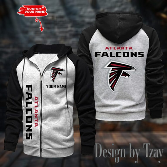 Atlanta Falcons Raglan Zip Hoodie, Football Lover Gift, Game Day
