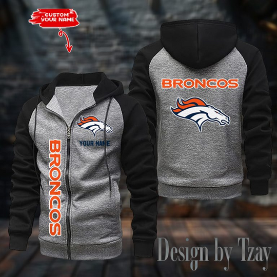 Broncos Raglan Zip Hoodie, Football Lover Gift, Game Day