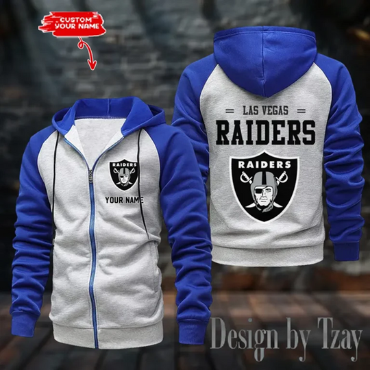 Personalized Las Vegas Raiders Raglan Zip Hoodie, Football Lover Gift, Game Day