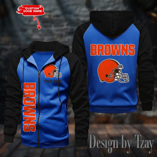 Cleveland Browns Raglan Zip Hoodie, Football Lover Gift, Game Day