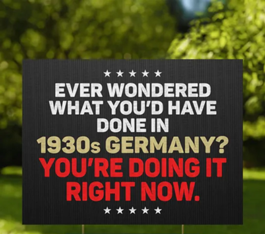 1930s Germany Pro-America Yard Sign Anti-Trump Political Decor Anti-Fascism Pro-Democracy Resistance