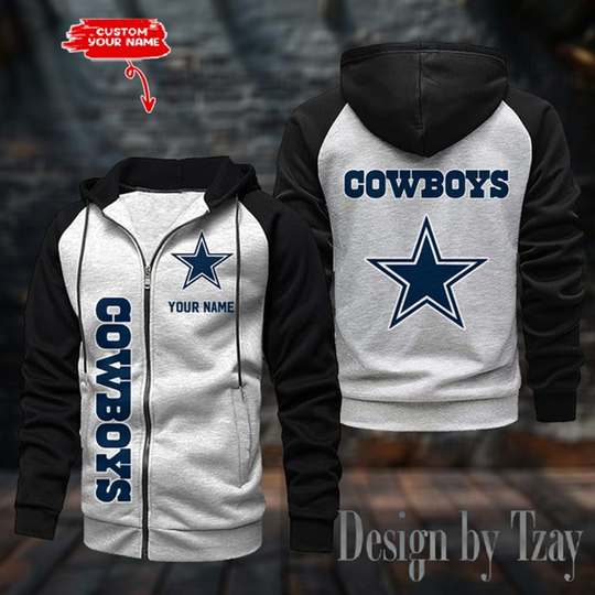 Dallas Cowboys Raglan Zip Hoodie, Football Lover Gift, Game Day