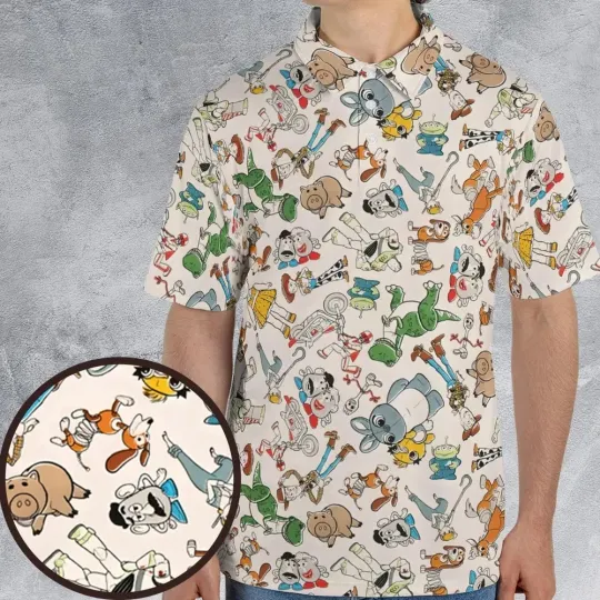 Discover Toy Story Toss Pattern Polo Shirt, Gift for Cartoon Lovers