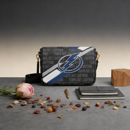 Tampa Bay Lightning Fan Messenger Bag, Personalized NHL Hockey Shoulder Bag, Game Day Gift