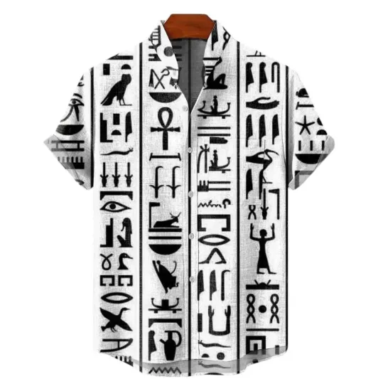 Discover Abstract Egyptian Art Geometric Print Hawaiian Shirt