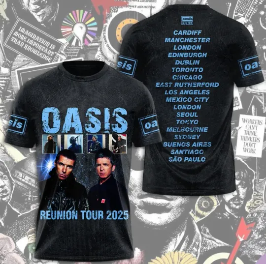Discover Oasi-S Reunion Tour 3D T-Shirt Fullsize Xs-5Xl
