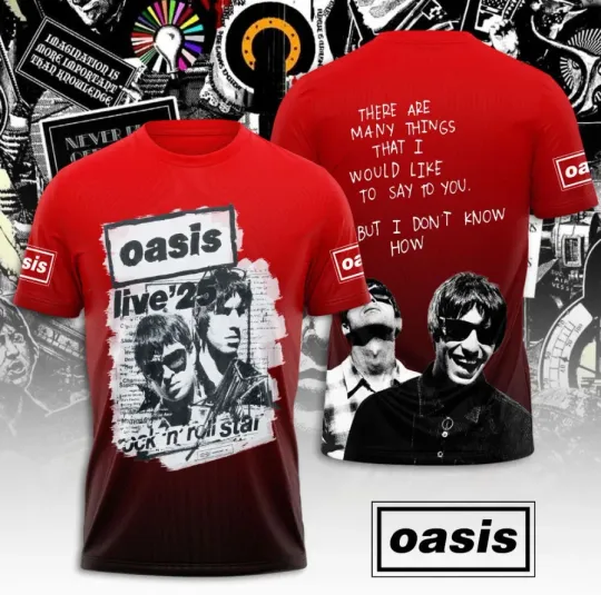 Discover Oasi-S Live 25 Rock And Roll 3D T-Shirt Fullsize Xs-5Xl