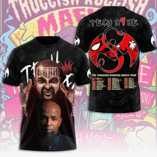 Discover Tech N9ne black 3D T Shirt men Size S-5XL 67NI17