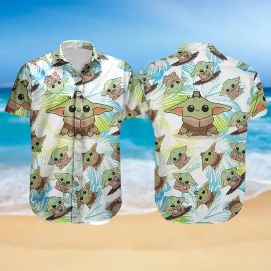 Discover Disney Star Wars Cute Baby Yoda Grogu Man Tropical Summer Hawaiian Shirt