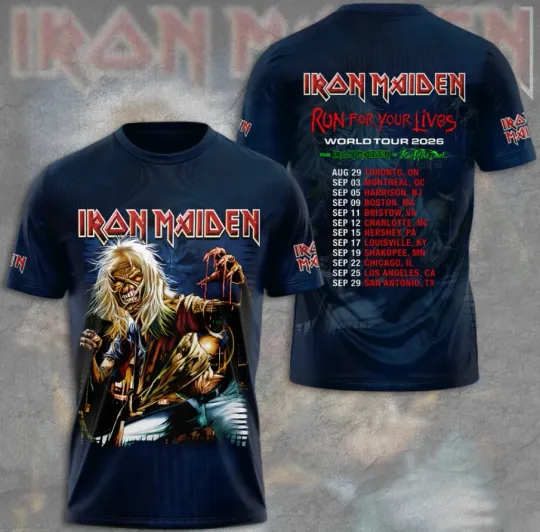 Discover Ironn Maideen Run For Your Lives World Tour 2026 3D T-Shirt Fullsize Xs-5Xl