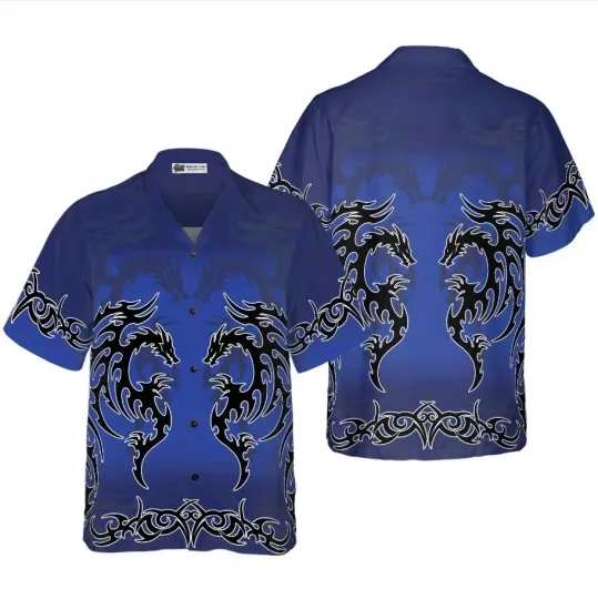 Discover Blue Tribal Dragon Hawaiian Shirt