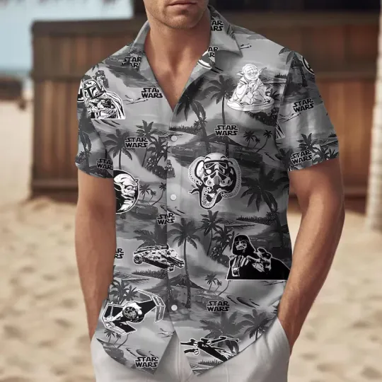 Discover Disney Star Wars Darth Vader Yoda Summer Black Hawaiian Shirt