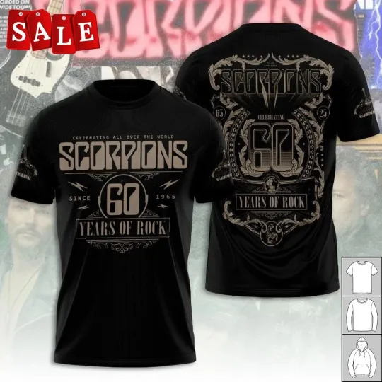 Discover New Scorpions 60th Anniversary Tour 2025 Gift For Fans S-6XL 3D T-shirt MO685