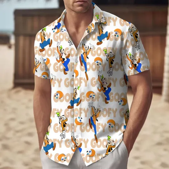 Discover Disney Mickey Mouse Goofy Disneyland Beach Hawaiian Shirt