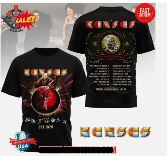 Discover Kansas North America Tour 2026 3D T-Shirt S-5XL