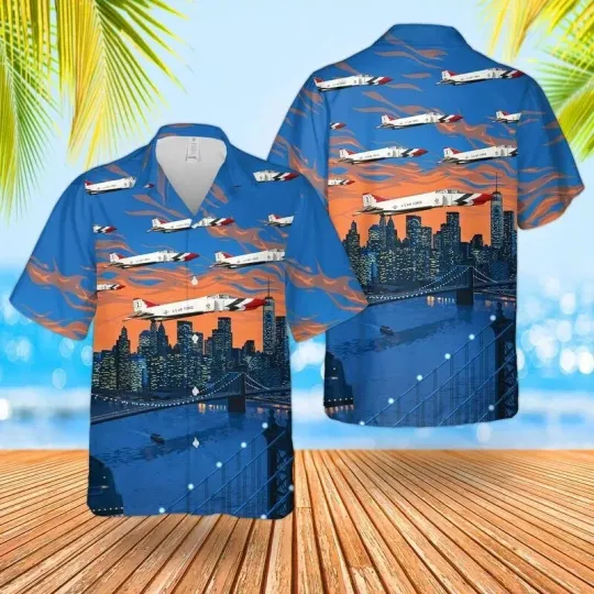 US Air Force Thunderbirds Hawaiian Shirt with F-4 Phantom II Design