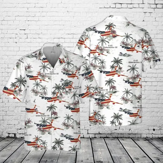 Discover US Air Force Boeing C-17 Globemaster III Pocket Hawaiian Shirt