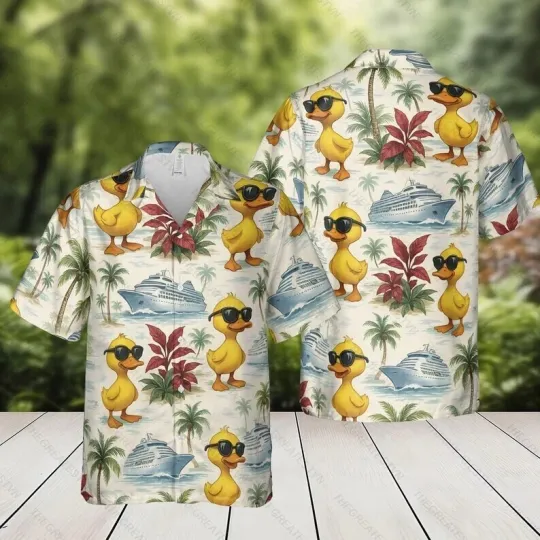 Discover Cruise Duck Hawaiian Shirt, Summer Beach Aloha Short Sleeve Button Down