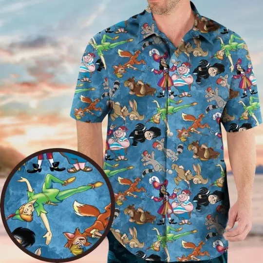 Discover Disney Peter Pan Cartoon Characters Neverland Aloha Summer Hawaiian Shirt