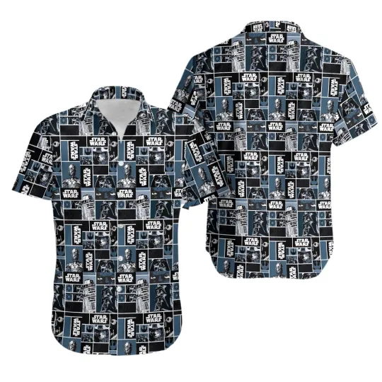Discover Disney Star Wars Summer Starwars Robots Pattern Aloha Hawaiian Shirt