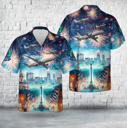 Discover US Navy P-8A Poseidon 4th of July Hawaiian Shirt