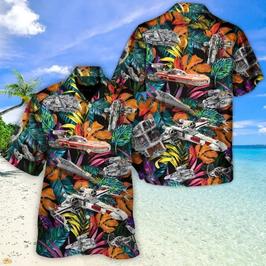 Discover Disney Star Wars Summer Starwars Lego Ship Tropical Aloha Hawaiian Shirt