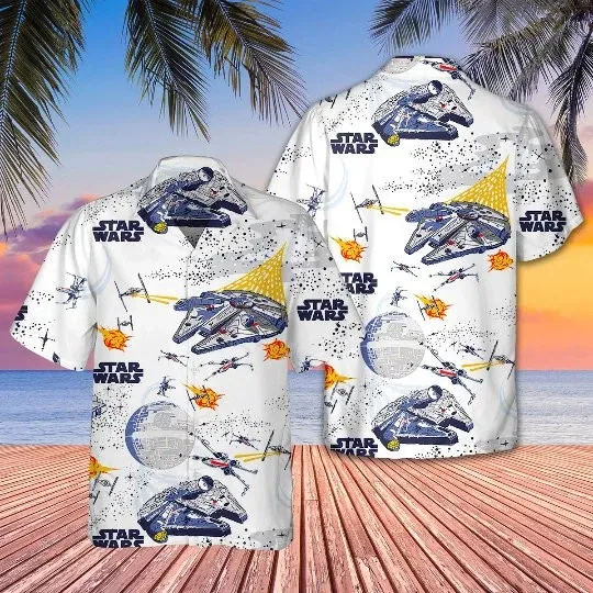 Discover Disney Star Wars Summer Beach Starwars Space Ships Fighting Hawaiian Shirt