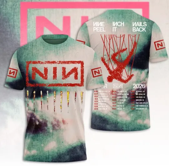 Discover Nine1 Inchh Naiil Peel It Back Tour 2026 3D T-Shirt Fullsize Xs-5Xl