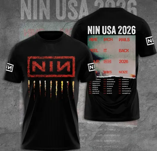 Discover Nine Innch Naill Peel It Backs Usa Tour 2026 3D T-Shirt Fullsize Xs-5Xl