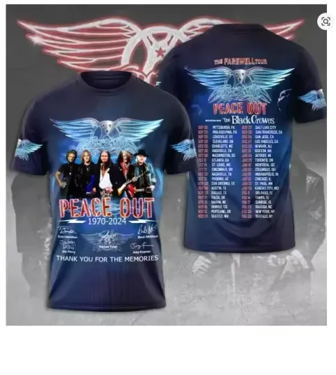 Discover Aerosmith Peace Out Tour Design 3D T Shirt Unisex Size S to 4XL D444