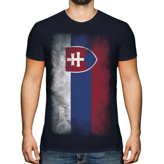 Discover Slovakia Faded Flag Men's T-Shirt Football Slovakia Gift Tee