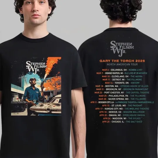 Discover Stephen Wilson Jr Gary the Torch 2026 Tour Schedule Dates Two Sided T Shirt