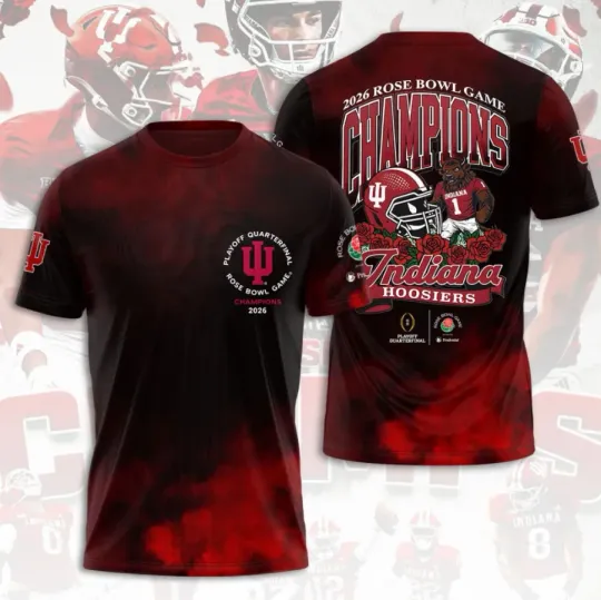Indiana1 Hoosierr Football 2026 Rose Bowl Champions Unisex 3D T-Shirt