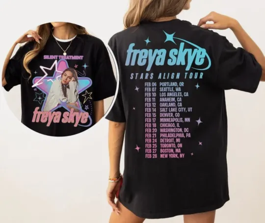 Retro Freya Skye Silent Treatment Stars Align Tour 2026 T shirt