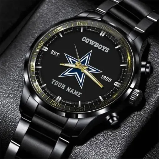 Discover Personalized Dallas Football Team Cowboyss Black Stainless Steel Watch