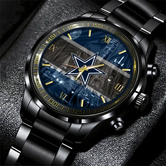 Discover Dallas Football Team Cowboyss Black Stainless Steel Watch