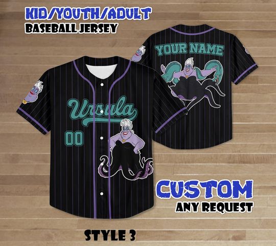 Discover Custom Disney Villain Ursula Baseball Jersey, Disney Villains Shirt, Ursula Witch Baseball Shirt, Ursula Lover Gifts