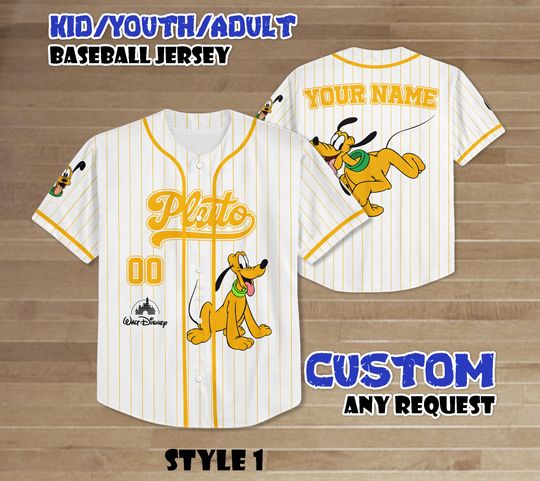 Discover Custom Pluto Dog Baseball Jersey, Disney Character Jersey, Movie Cartoon Baseball Shirt, Best Birthday Gift