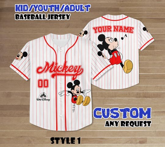 Discover Custom Mickey Mouse Baseball Jersey, Disney Character Jersey, Movie Cartoon Baseball Shirt, Best Birthday Gift