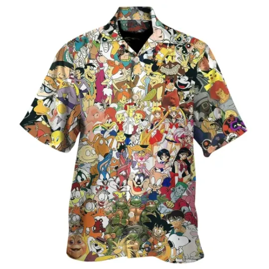 Discover 90s Cartoon Character Hawaiian Shirt for Men, Luxury Fabric