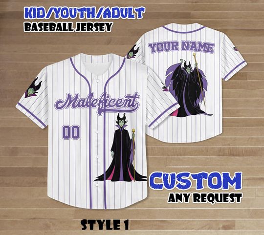 Custom Maleficent Baseball Jersey, Villain Maleficent Jersey Shirt, Horror Character Shirt Gift For Fan, Sleeping Beauty Shirt