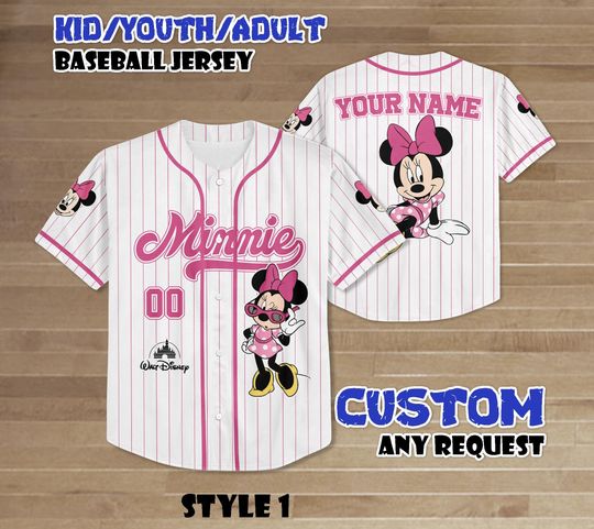Discover Custom Minnie Mouse Baseball Jersey, Disney Character Jersey, Movie Cartoon Baseball Shirt, Best Birthday Gift