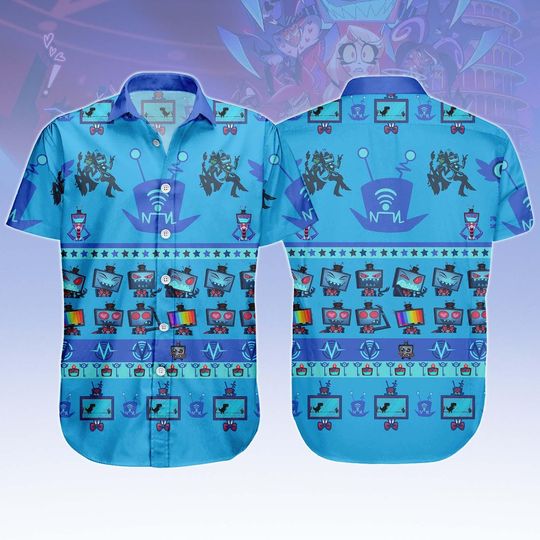 Hazbin Hotel Angel Dust Hawaii Shirt - Animated Series Button-up for Men