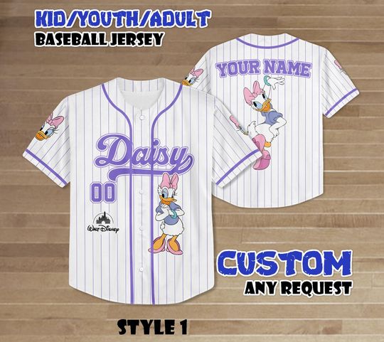 Discover Custom Daisy Duck Baseball Jersey, Disney Character Jersey, Movie Cartoon Baseball Shirt, Best Birthday Gift
