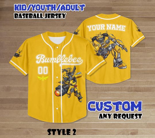 Custom Bumblebee Baseball Jersey, Transformers Baseball Shirt, Autobots Jersey Shirt, Transformers Fan Gifts