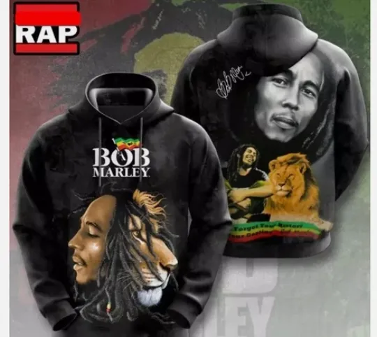 Bob Marley And Lion Music Graphics 3D Hoodie Gift For Valentine