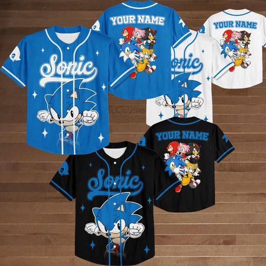 Discover Custom Sonic The Hedgehog Baseball Jersey, Sonic party jersey, Birthday gift for Kids